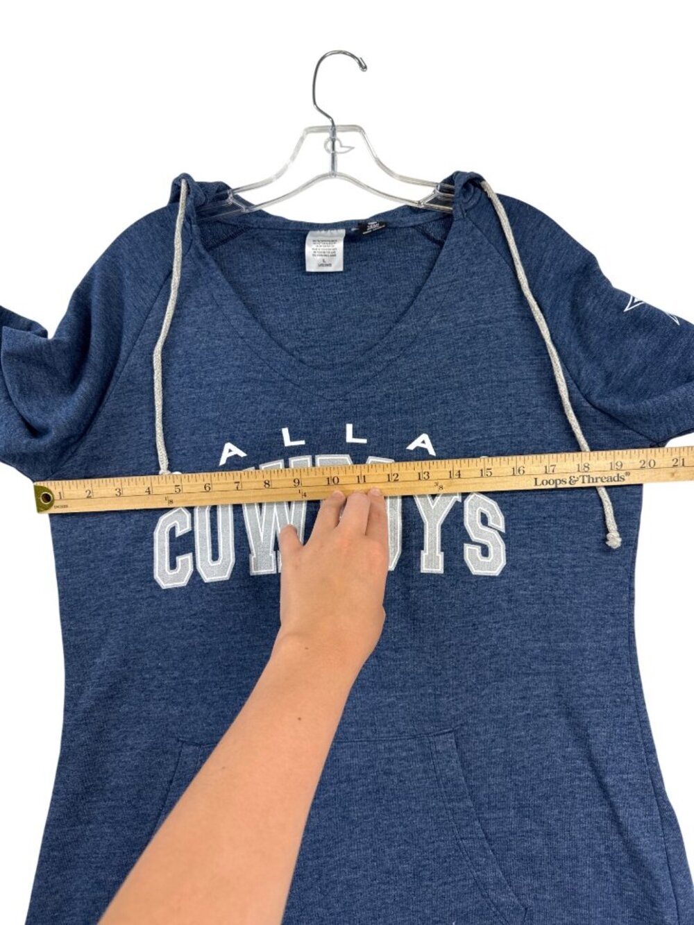 Dallas Cowboys Hoodie Women's L Blue V Neck Long Sleeve NFL Team Apparel - Picture 6 of 11